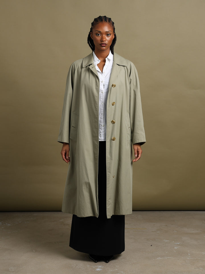 Burberrys Trench Coat Green Women's L - styled