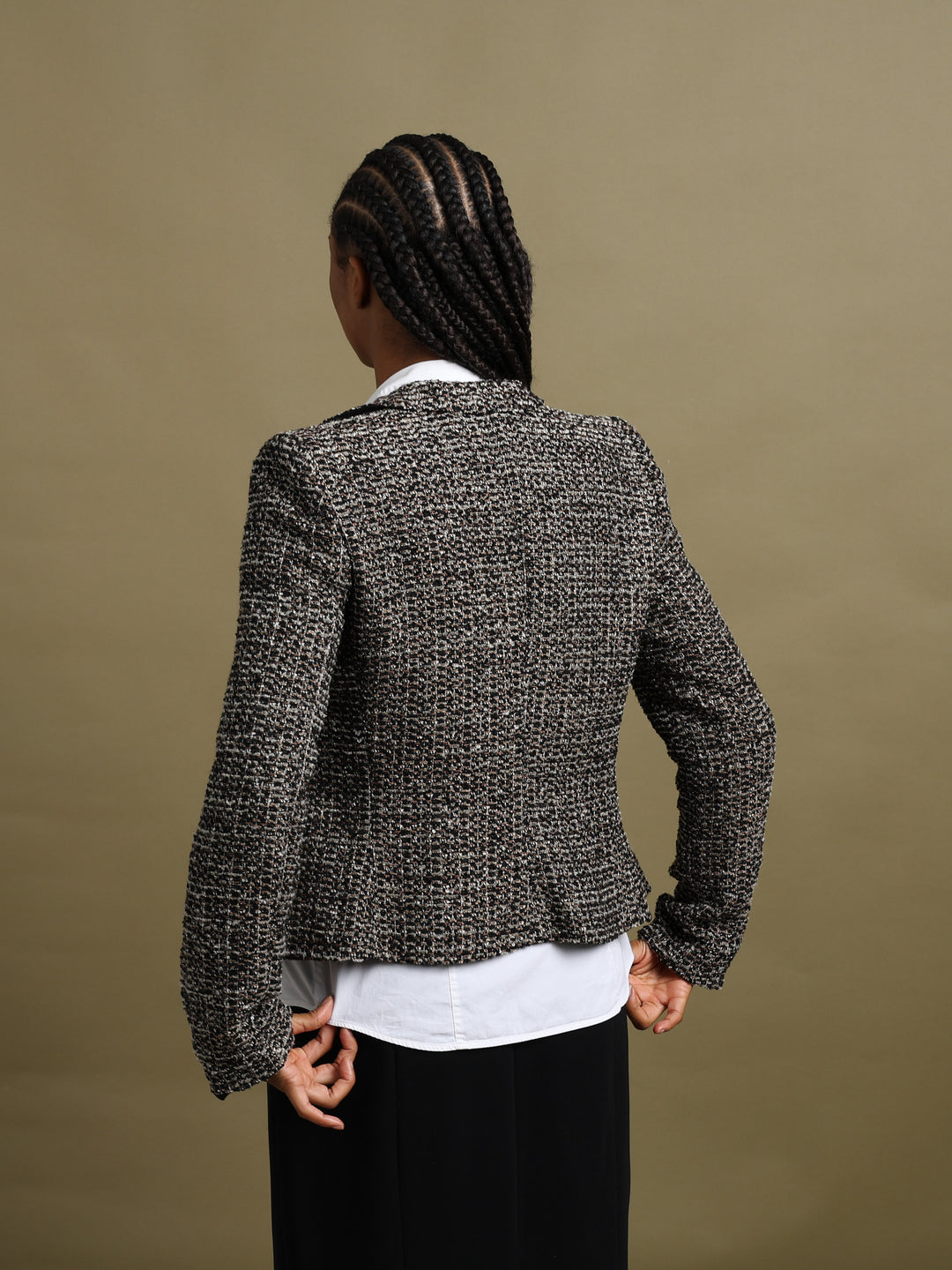 Armani Collezioni Tweed Blazer Silver Women's M - detail 2