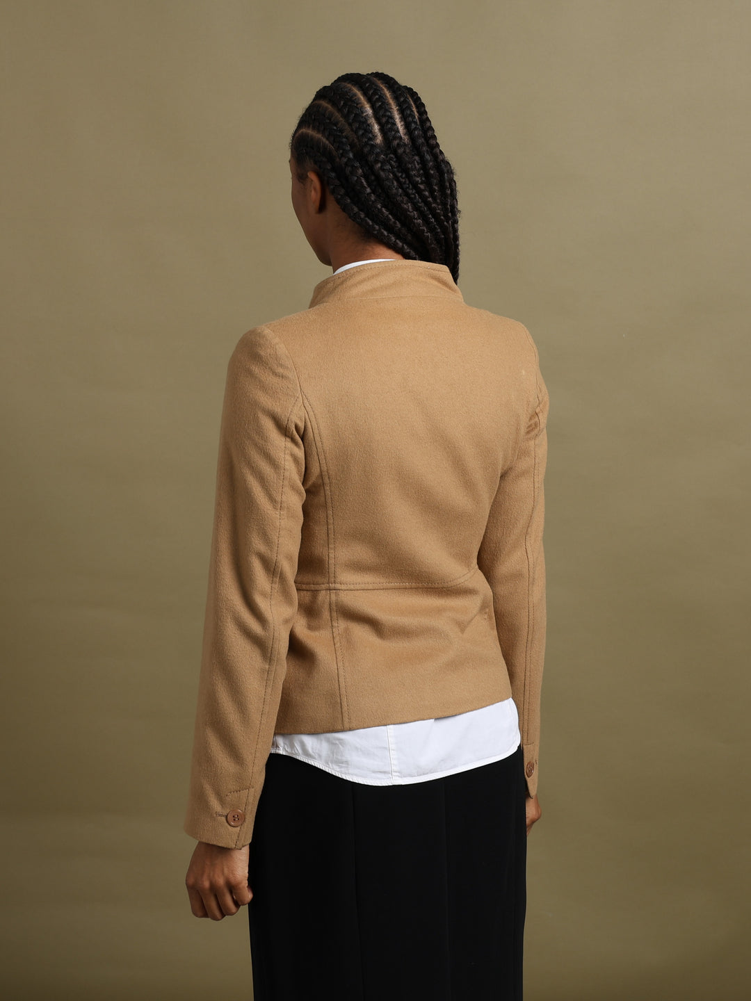 Red Valentino Fitted Stand-Collar Jacket Camel Women's M - detail 1