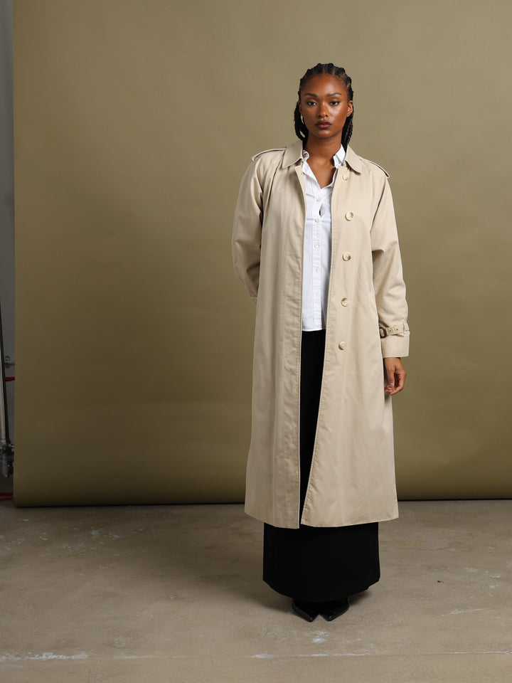 Burberrys Trench Coat Cream Women's L - fabric detail
