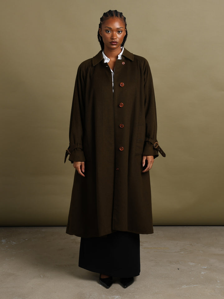 Burberrys Overcoat Olive Women's L - back