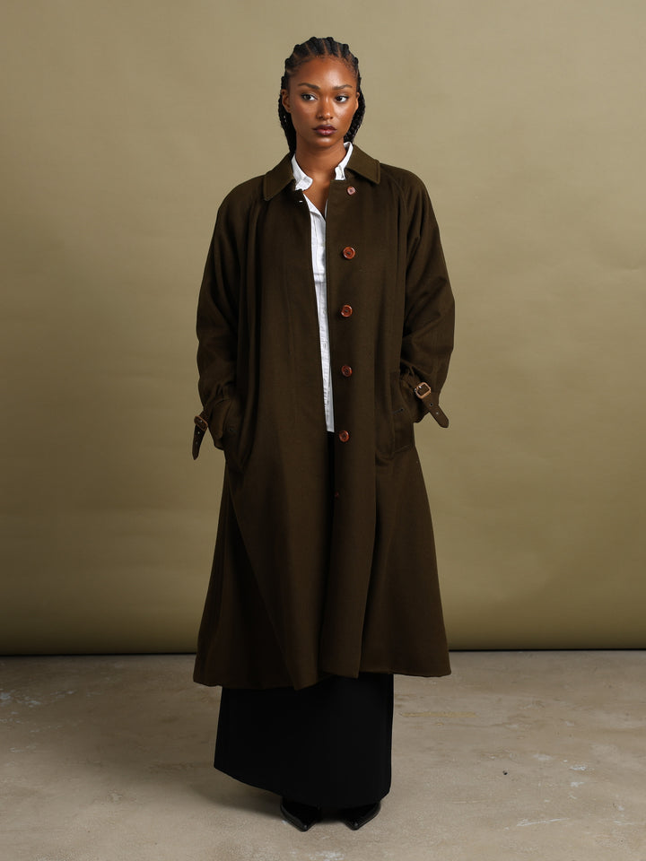 Burberrys Overcoat Olive Women's L - fabric detail