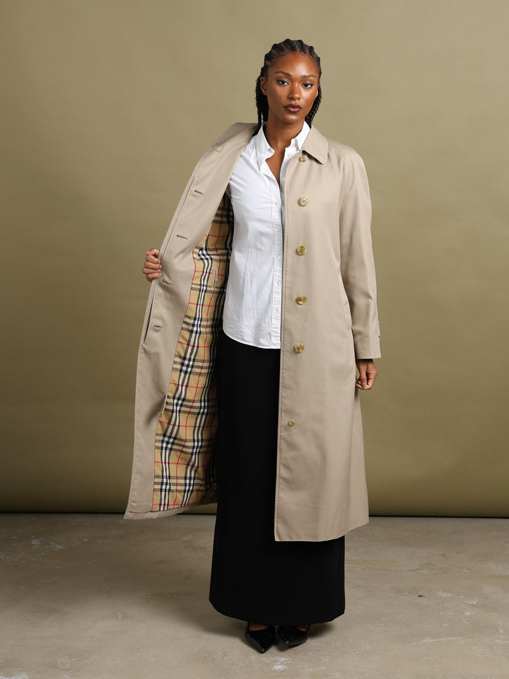 Burberrys Single Breasted Trench Coat Beige Women's M - fabric detail