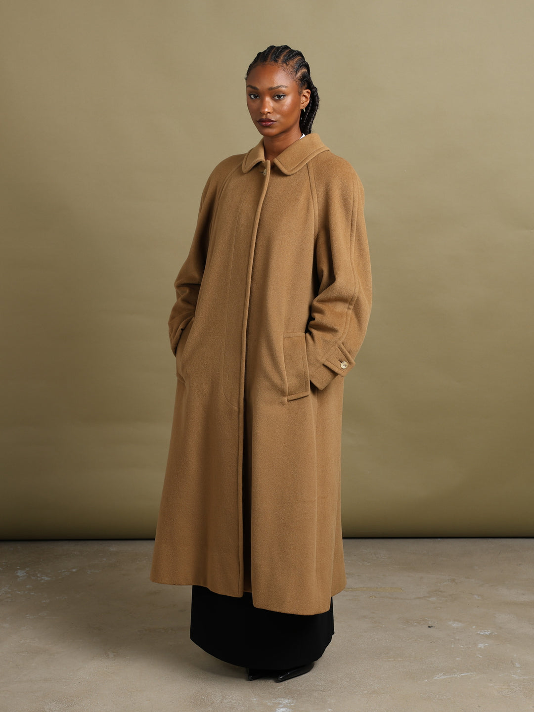 Aquascutum Overcoat Camel Women's XL - front