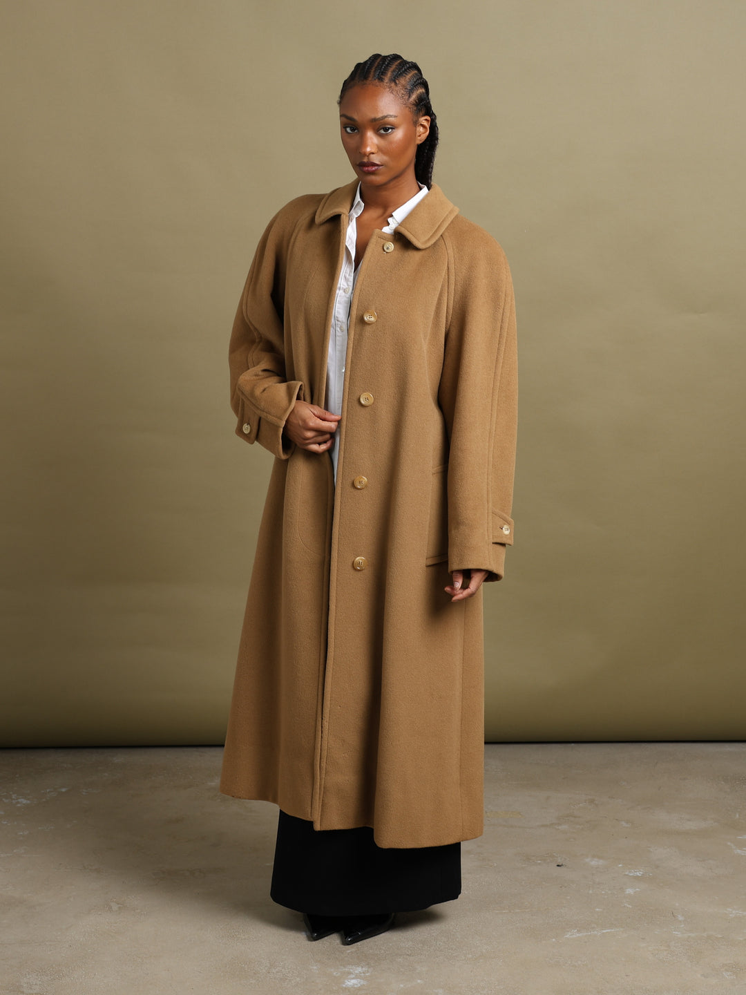 Aquascutum Overcoat Camel Women's XL - back