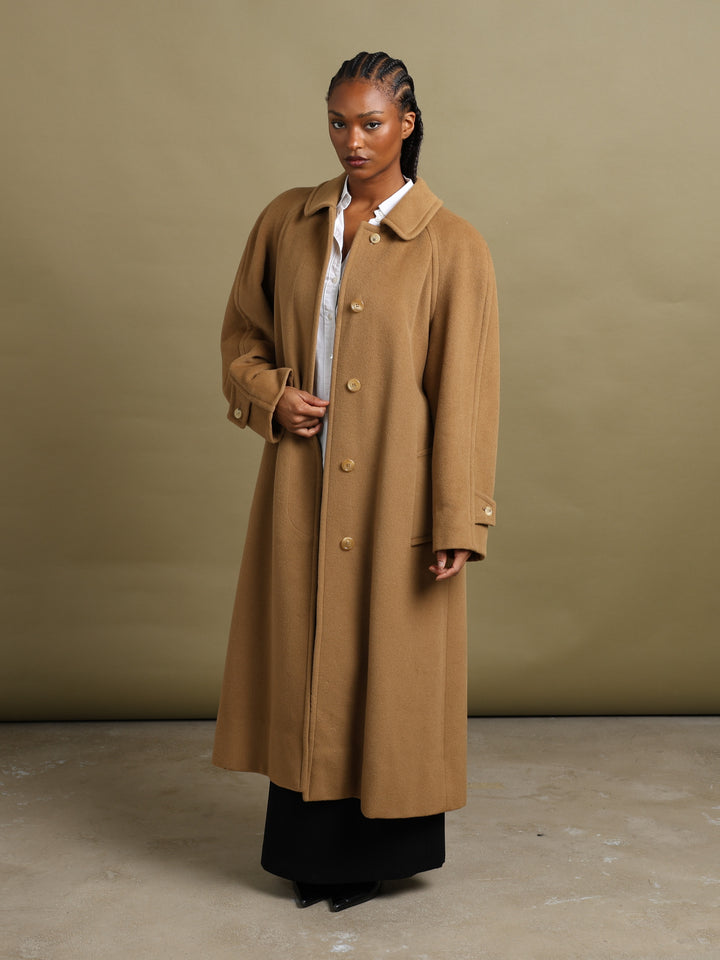 Aquascutum Overcoat Camel Women's XL - back