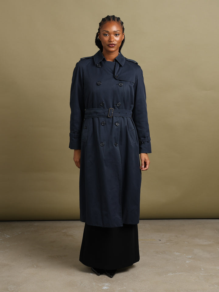 Burberrys Double Breasted Trench Coat Navy Women's L - detail 1