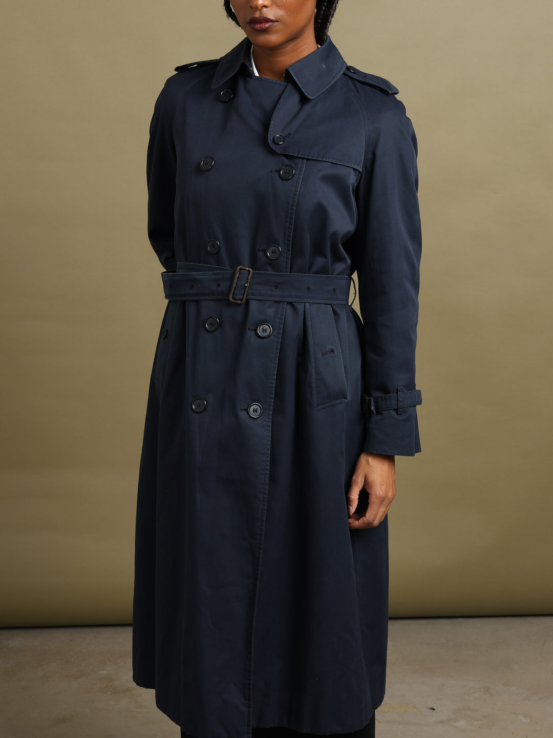 Burberrys Double Breasted Trench Coat Navy Women's L - detail 2