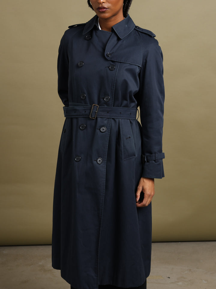 Burberrys Double Breasted Trench Coat Navy Women's L - detail 2