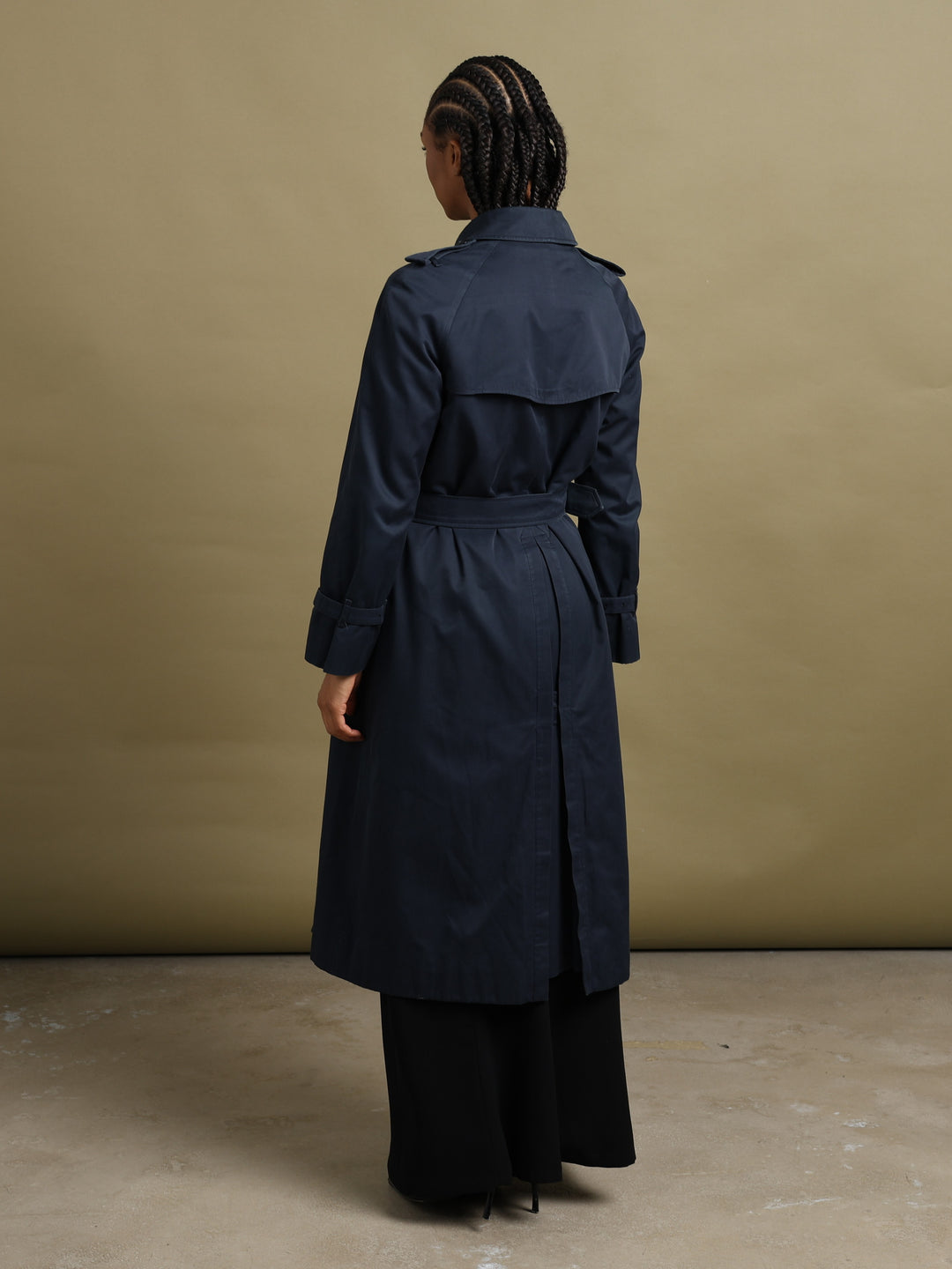 Burberrys Double Breasted Trench Coat Navy Women's L - detail 3