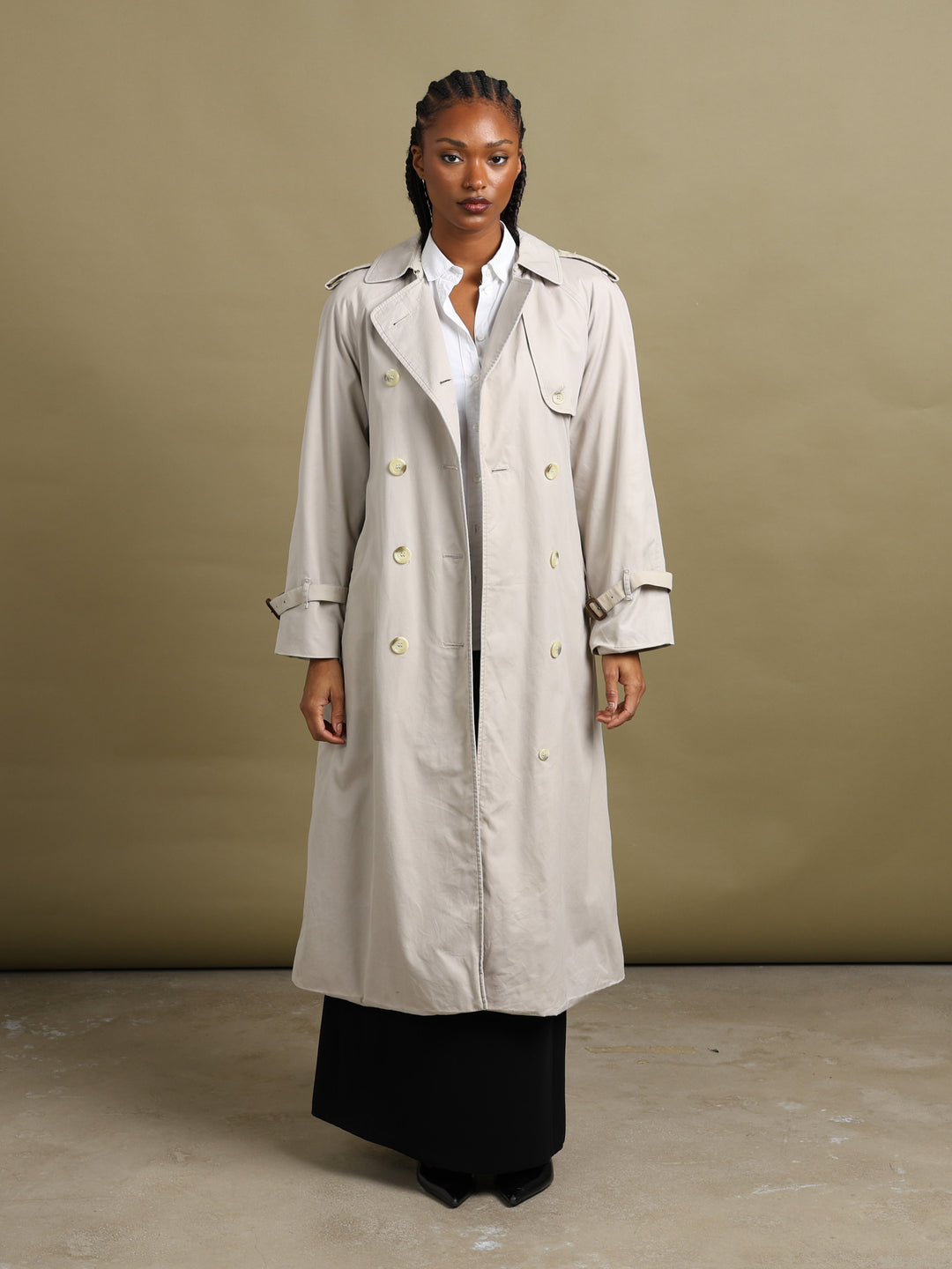 Burberrys Double Breasted Trench Coat Cream Women's S - back
