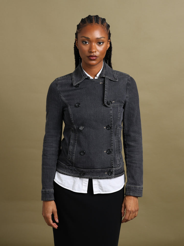Burberry London Denim Peacoat Grey Women's XS - front