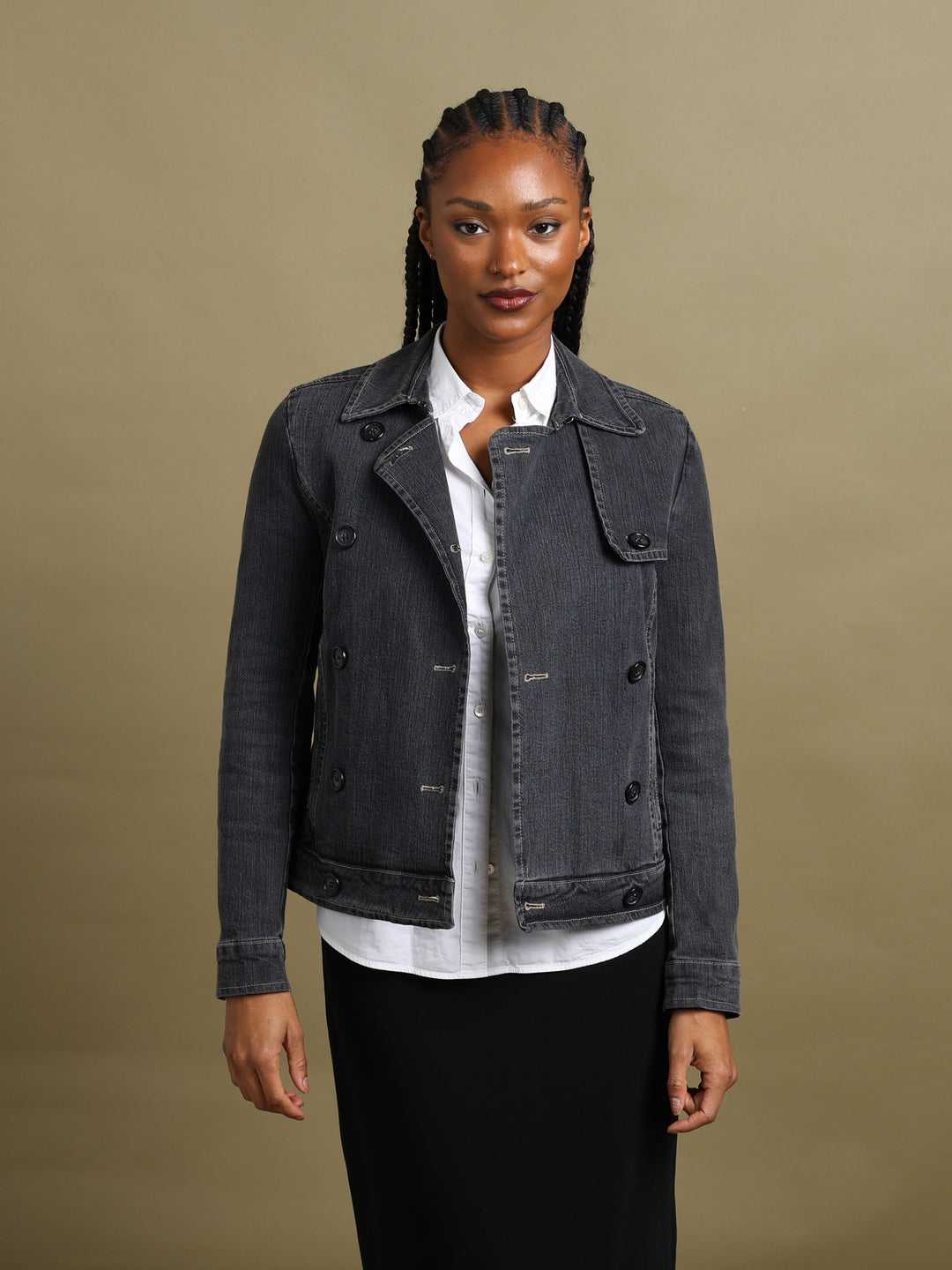 Burberry London Denim Peacoat Grey Women's XS - back