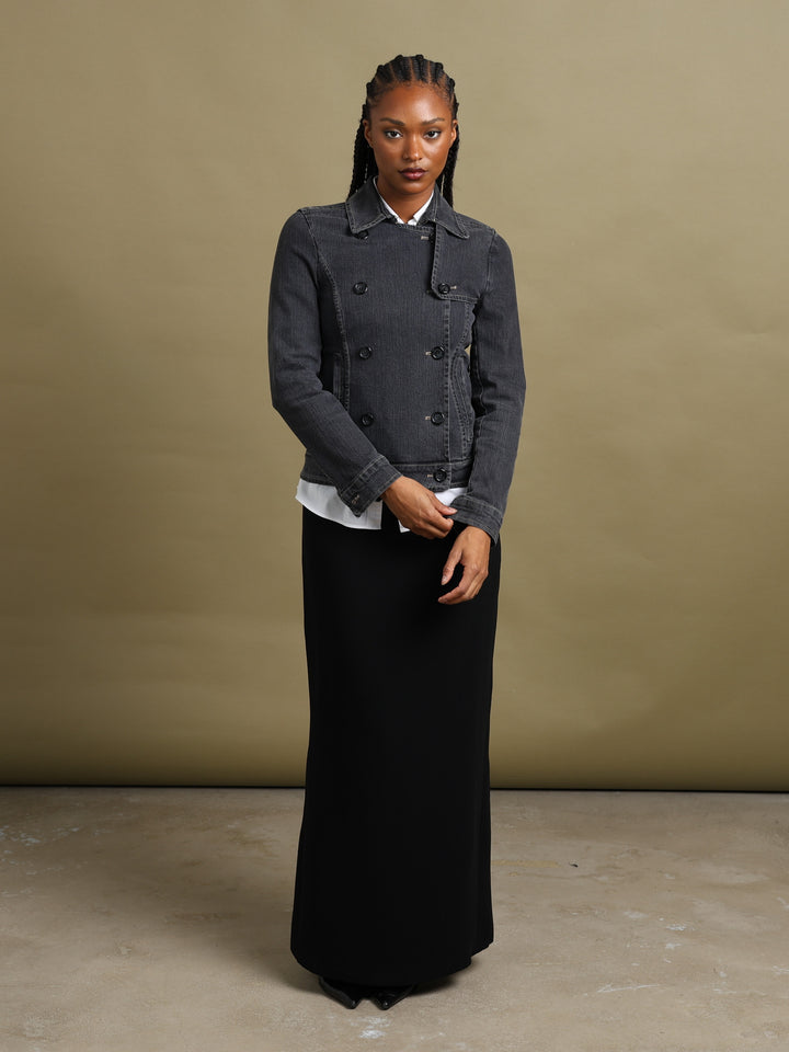 Burberry London Denim Peacoat Grey Women's XS - fabric detail