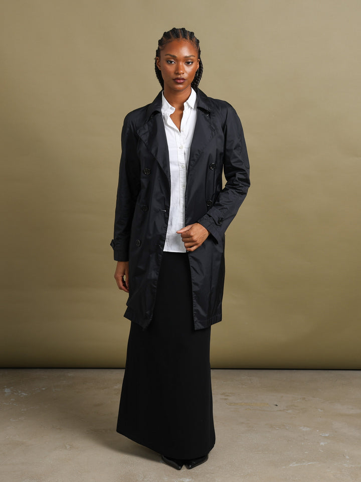 Prada Trench Coat Black Women's M - fabric detail