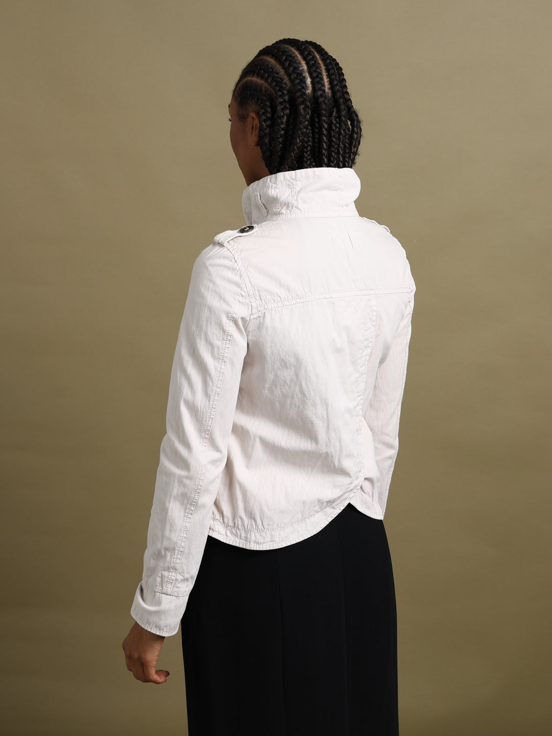 Armani Jeans Cropped Double Breasted Jacket Cream Women's M - detail 2