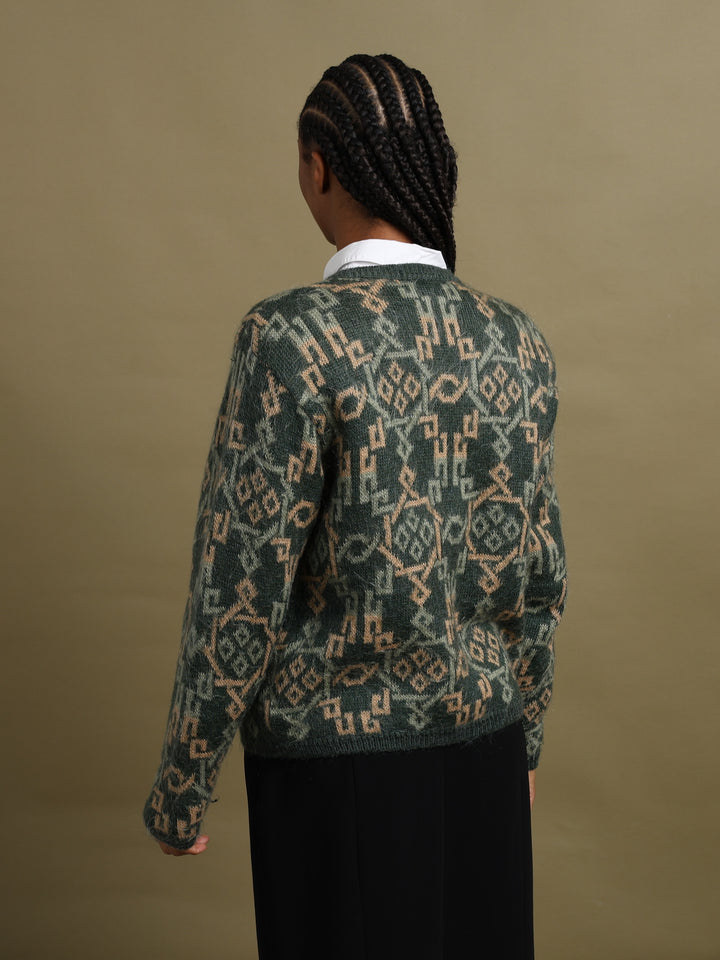 Equorian Heritage Jacquard Cardigan Green Women's L - detail 1