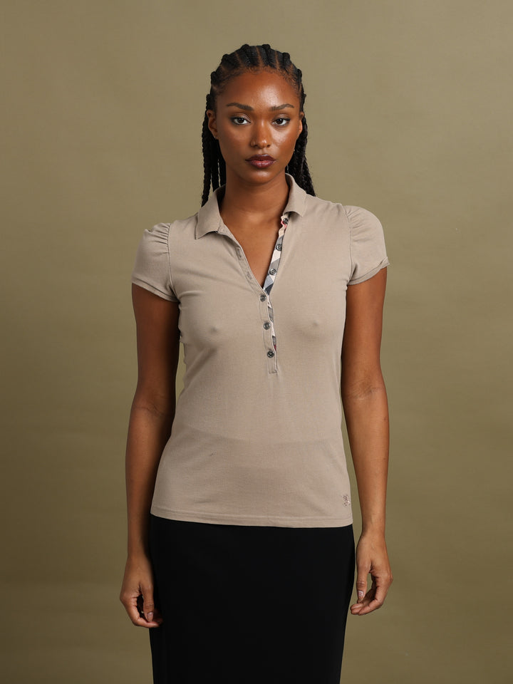 Burberry Brit Polo Shirt Taupe Women's M - back