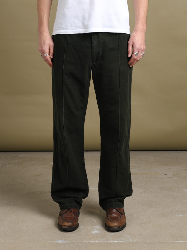 Dolce & Gabbana Moleskin Trousers Green Men's W34 - front