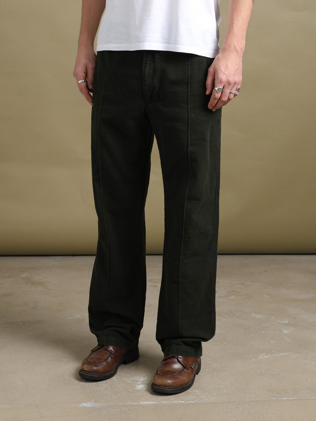 Dolce & Gabbana Moleskin Trousers Green Men's W34 - fabric detail