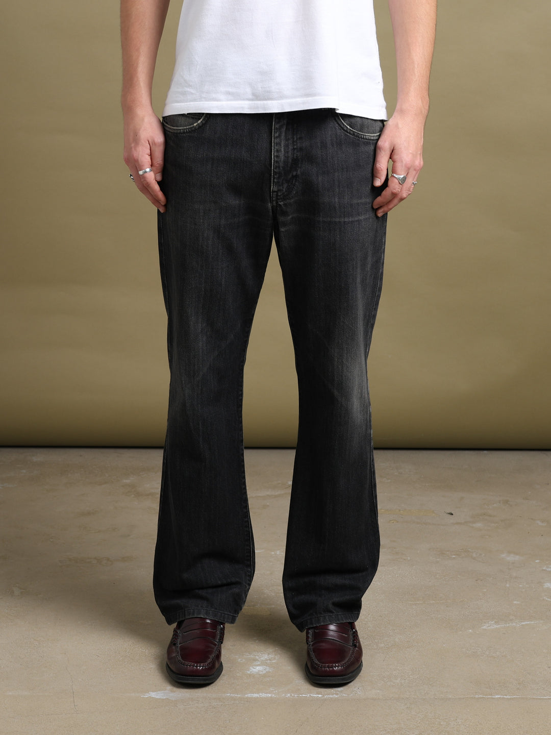 Armani Collezioni Straight Leg Jeans Black Men's W34 - front