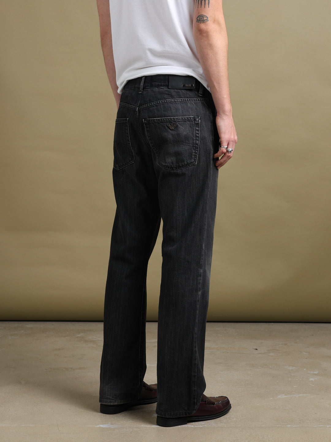 Armani Collezioni Straight Leg Jeans Black Men's W34 - styled