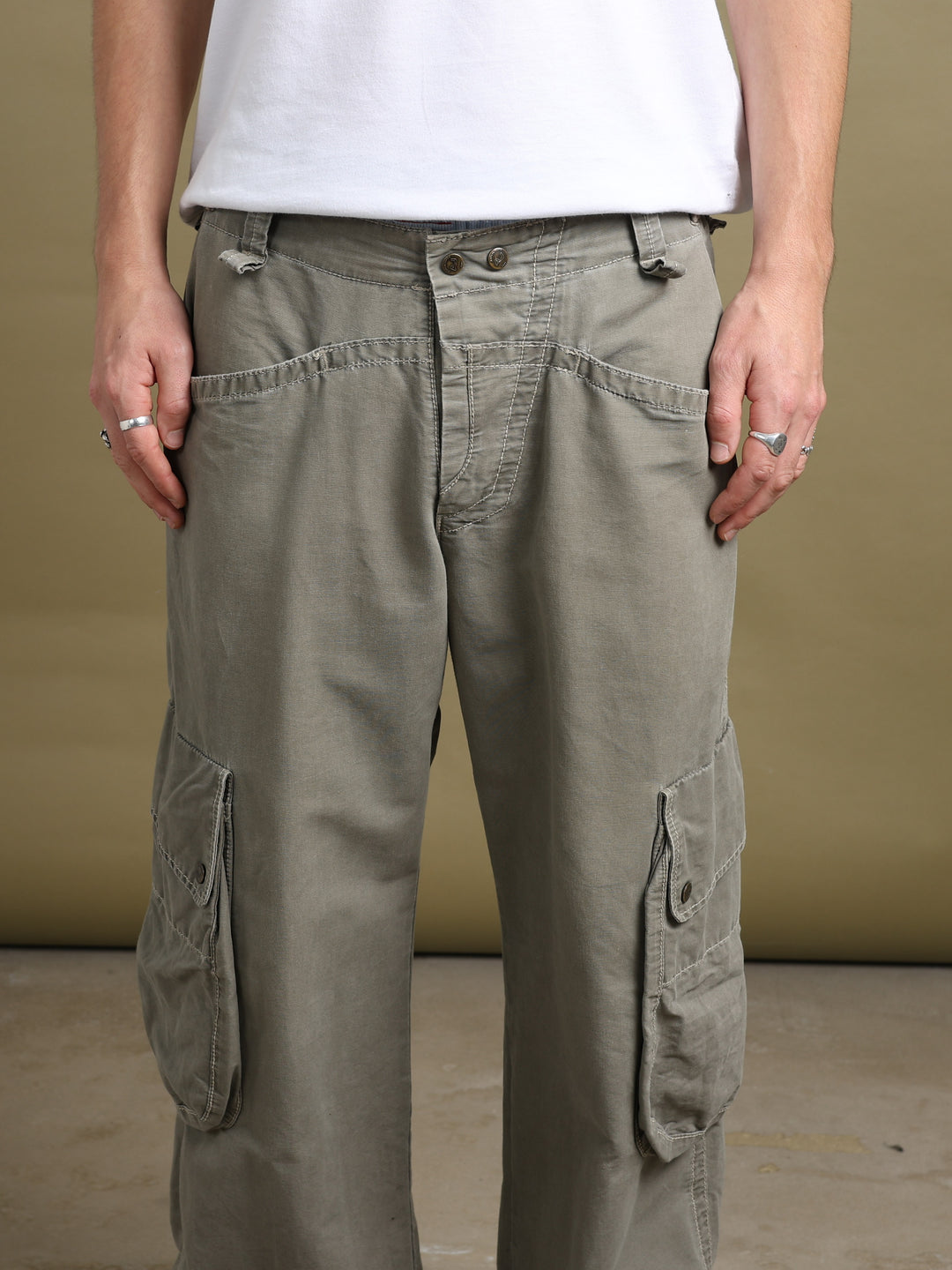 Armani Jeans Cargo Trousers Khaki Men's W34 - fabric detail