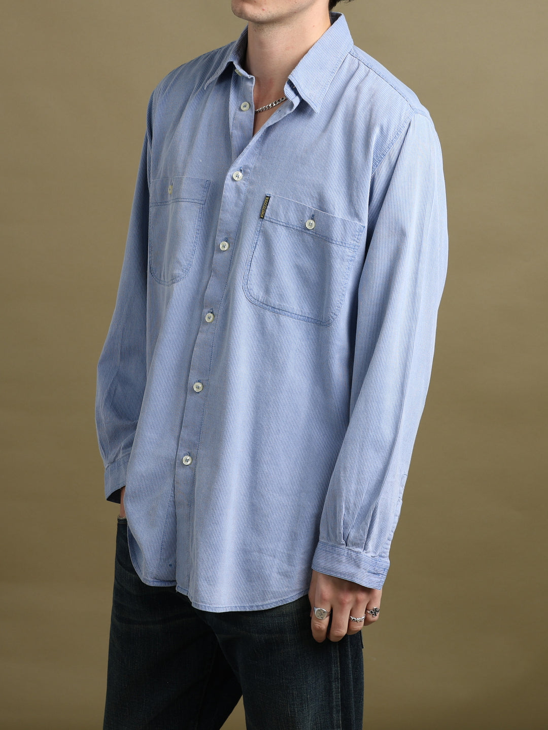 Armani Jeans Shirt Blue Men's L - fabric detail