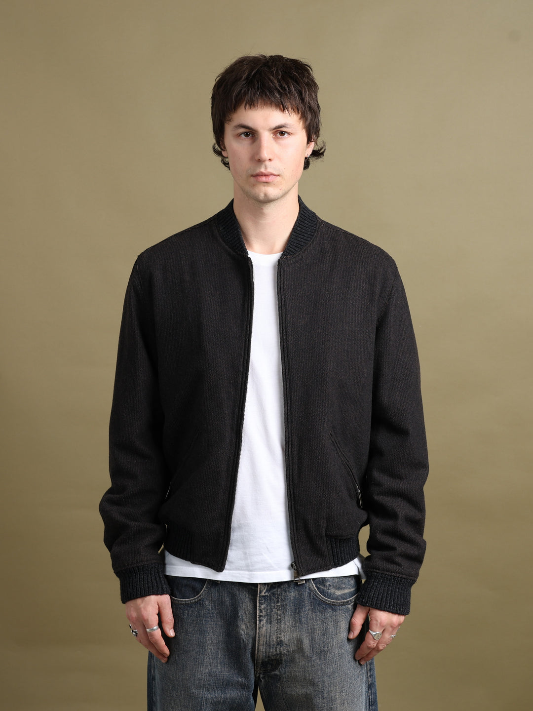 Dolce & Gabbana Collarless Bomber Jacket Brown Men's L - front