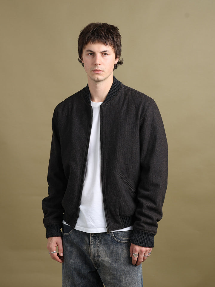 Dolce & Gabbana Collarless Bomber Jacket Brown Men's L - fabric detail
