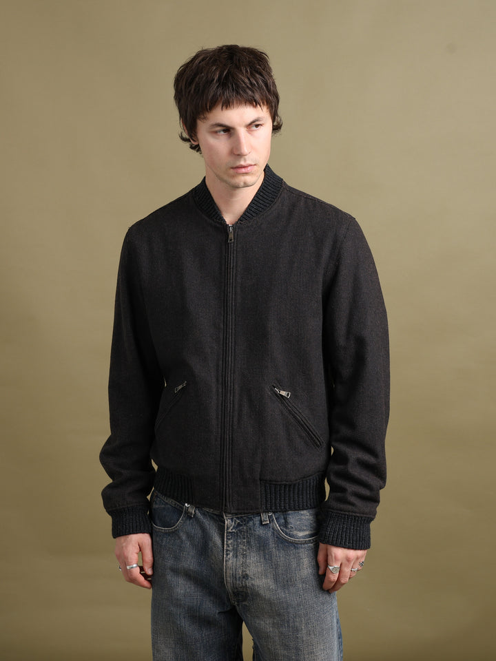 Dolce & Gabbana Collarless Bomber Jacket Brown Men's L - styled