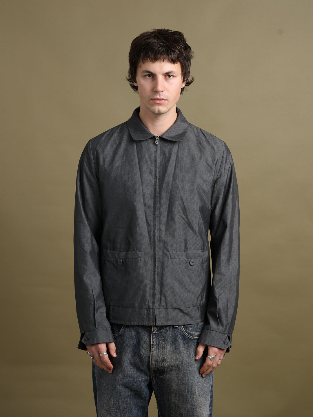 Dolce & Gabbana Harrington Jacket Grey Men's M - fabric detail