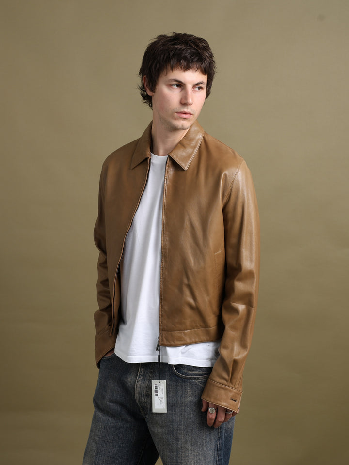 Calvin Klein Leather Jacket Brown Men's M - front