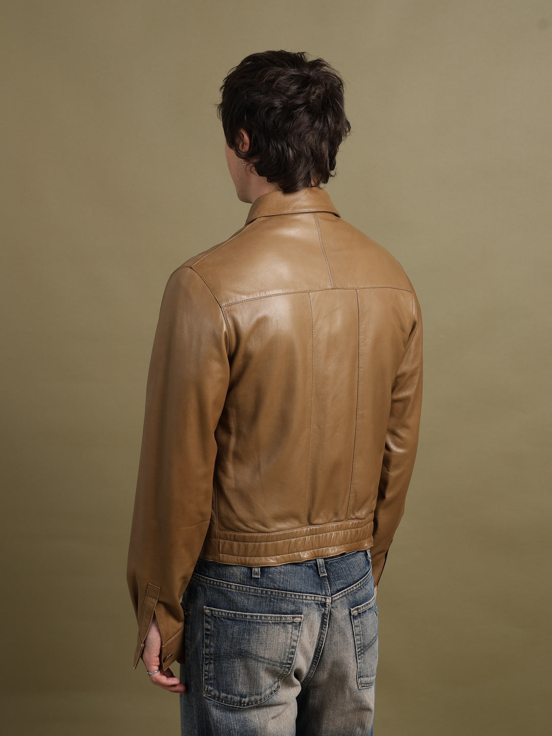 Calvin Klein Leather Jacket Brown Men's M - detail 1
