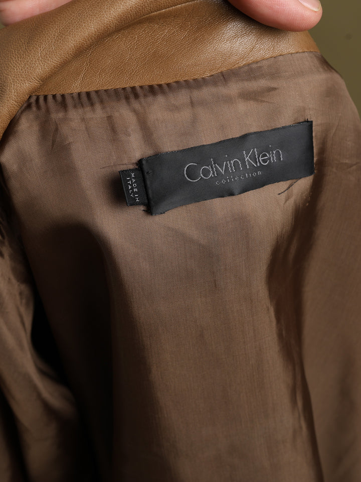 Calvin Klein Leather Jacket Brown Men's M - detail 2