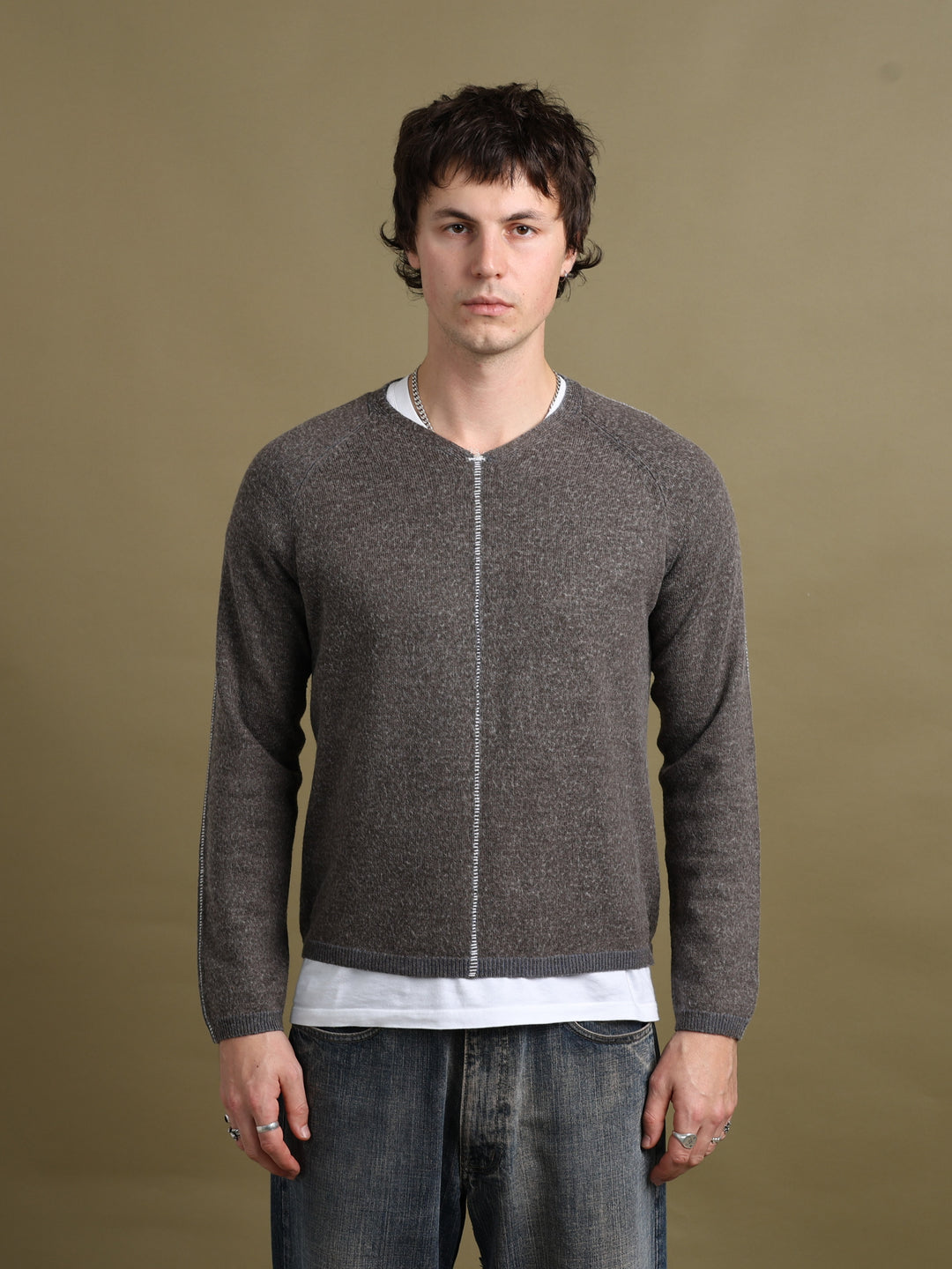 Armani Jeans V-Neck Jumper Brown Men's M - front