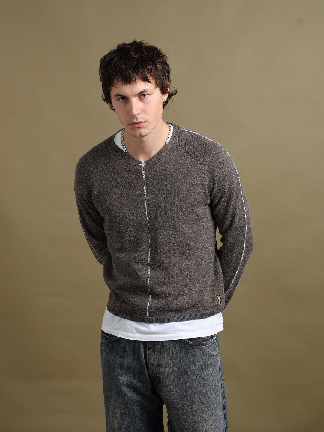 Armani Jeans V-Neck Jumper Brown Men's M - styled