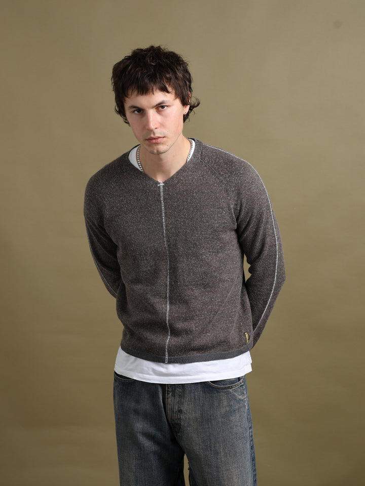 Armani Jeans V-Neck Jumper Brown Men's M - styled