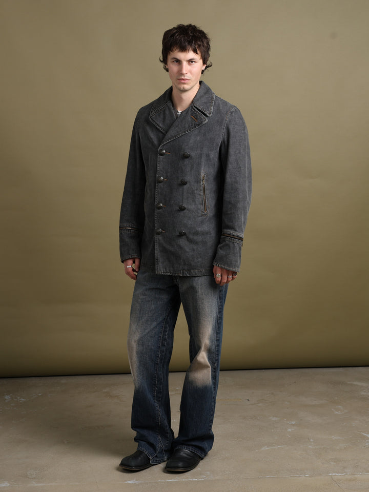 Dolce & Gabbana Denim Pea Coat Grey Men's M - detail 1
