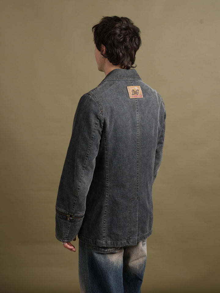 Dolce & Gabbana Denim Pea Coat Grey Men's M - detail 2