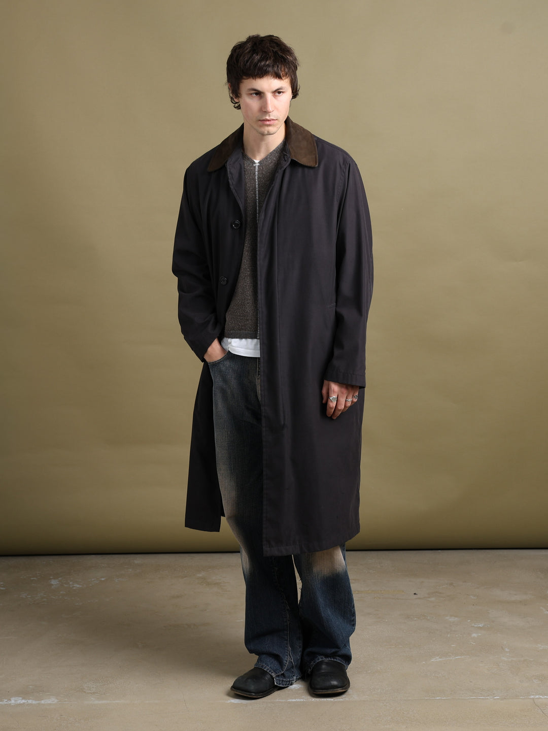 Balmain Overcoat Black Men's M - fabric detail