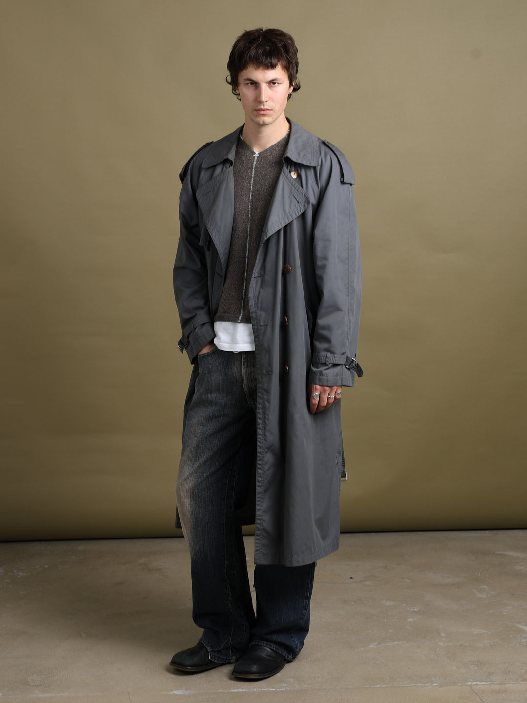 Yves Saint Laurent Trench Coat Grey Men's L - front
