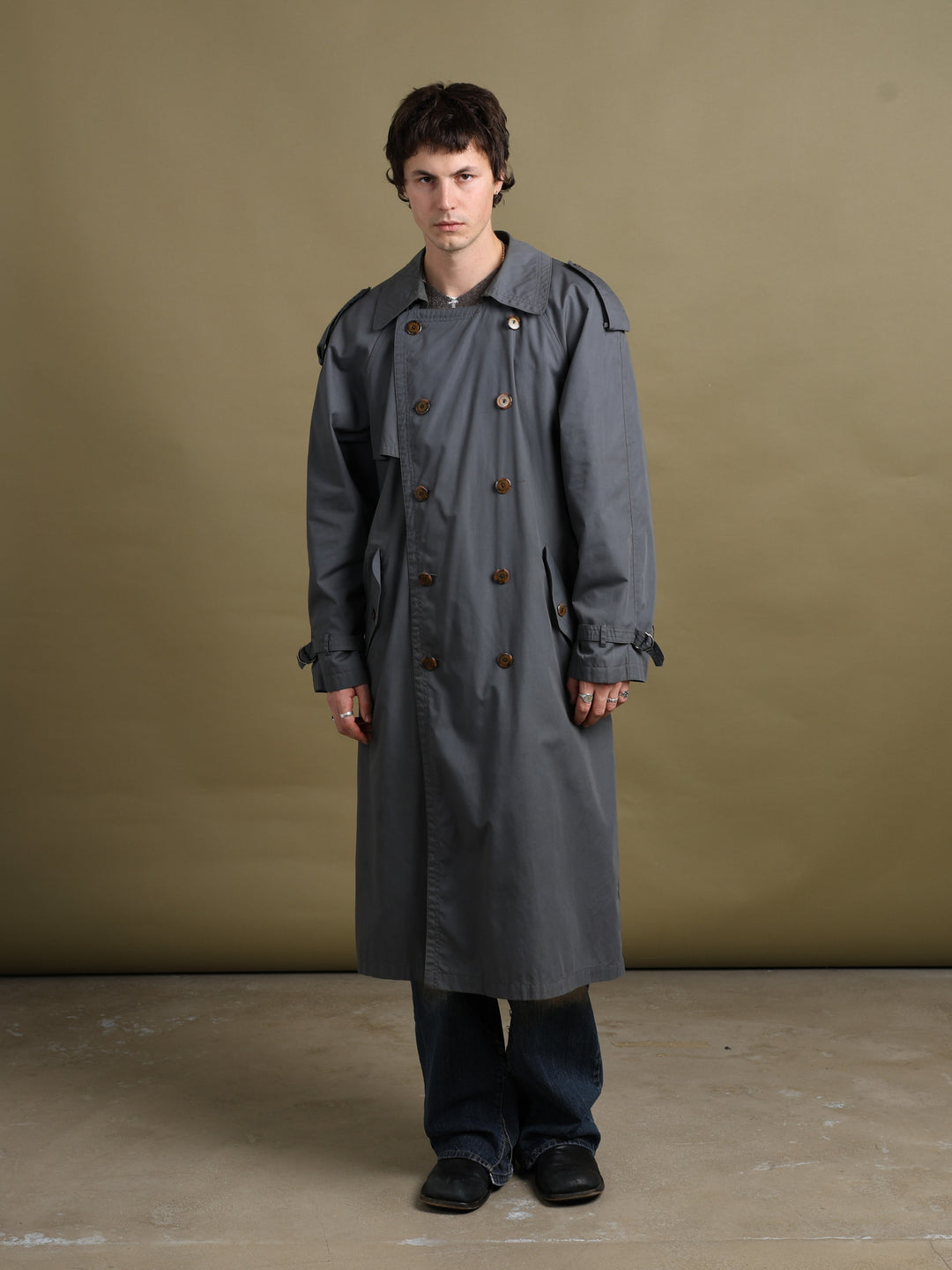Yves Saint Laurent Trench Coat Grey Men's L - fabric detail