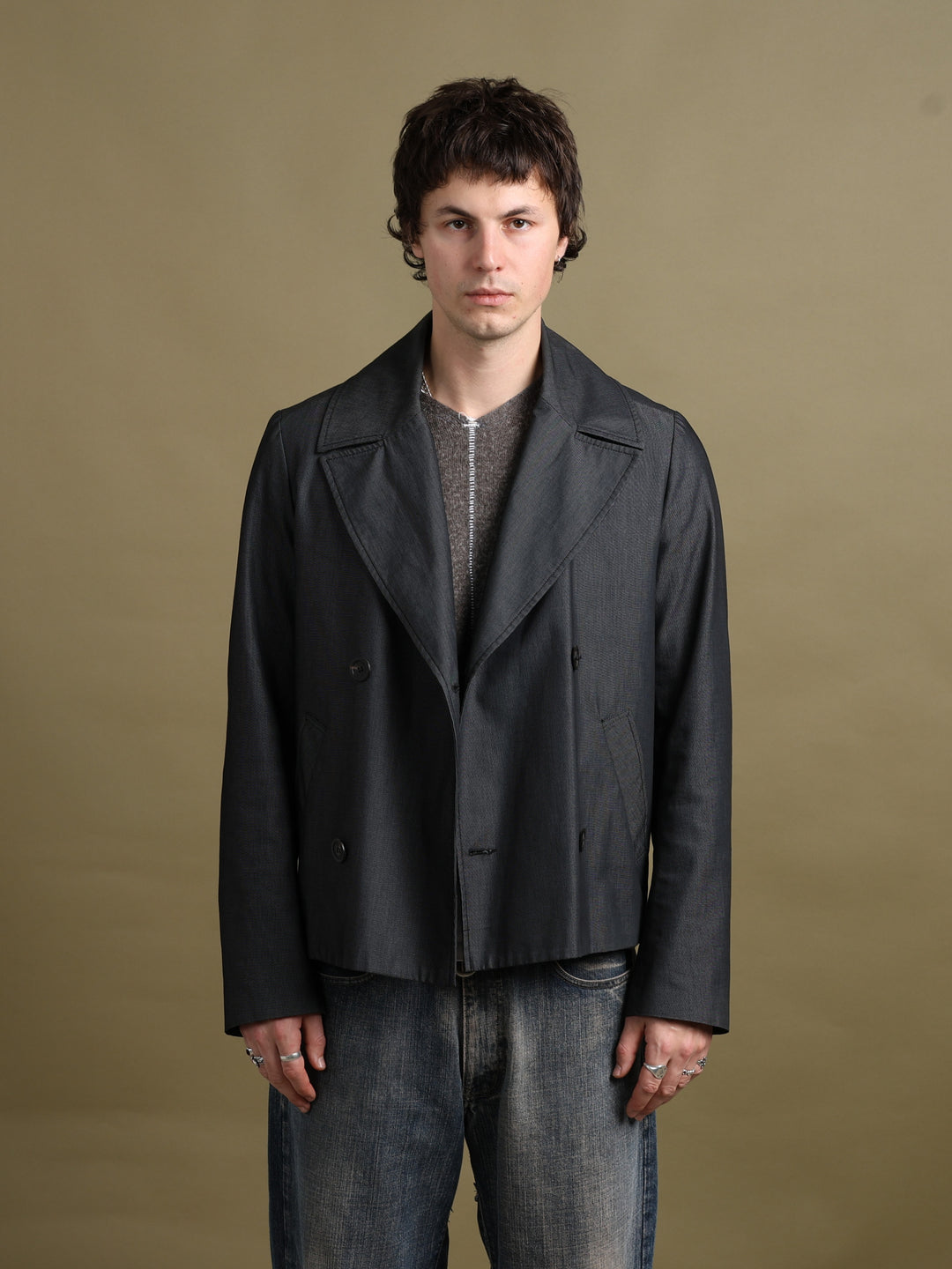 Alexander McQueen Short Peacoat Grey Men's L - front