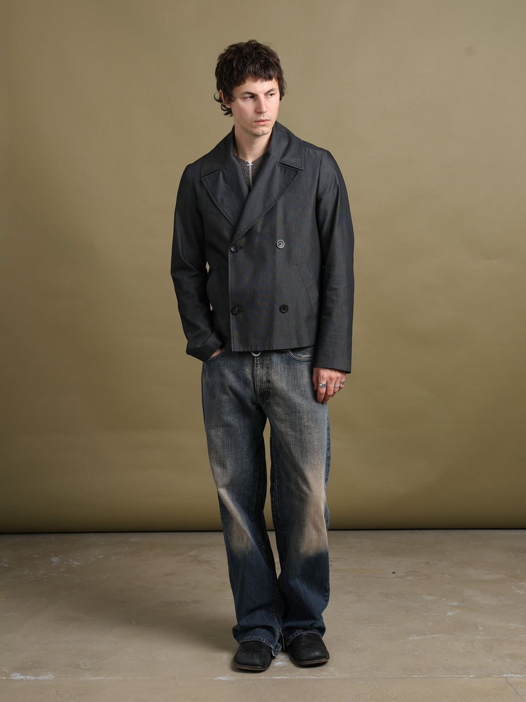 Alexander McQueen Short Peacoat Grey Men's L - fabric detail