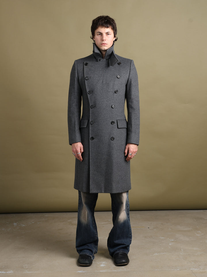 Aquascutum Double Breasted Overcoat Grey Men's S - back
