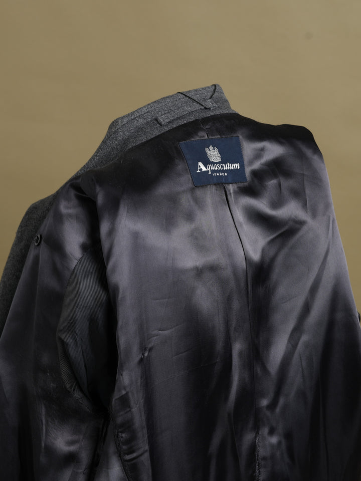 Aquascutum Double Breasted Overcoat Grey Men's S - detail 3