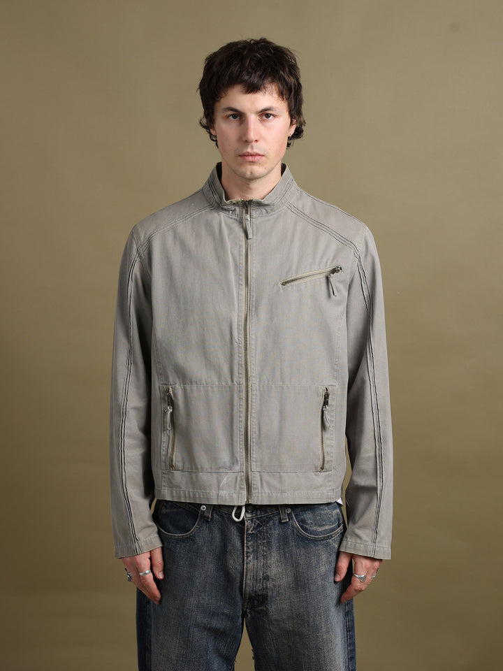 Armani Jeans Biker Jacket Taupe Men's L - fabric detail