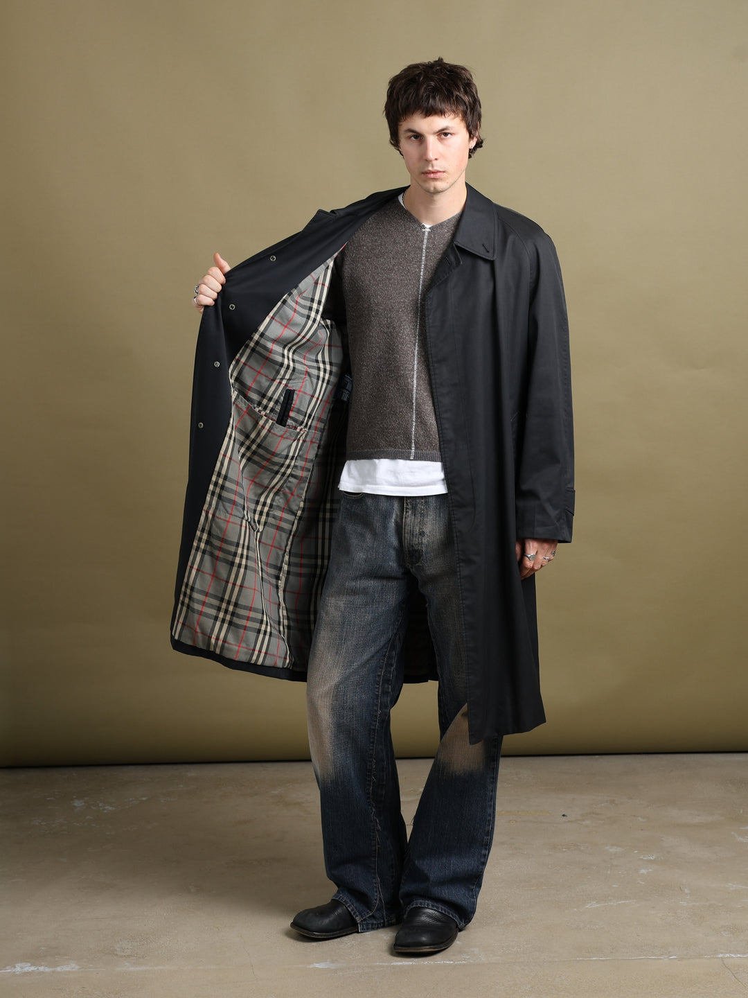 Burberry Trench Coat Black Men's L - fabric detail