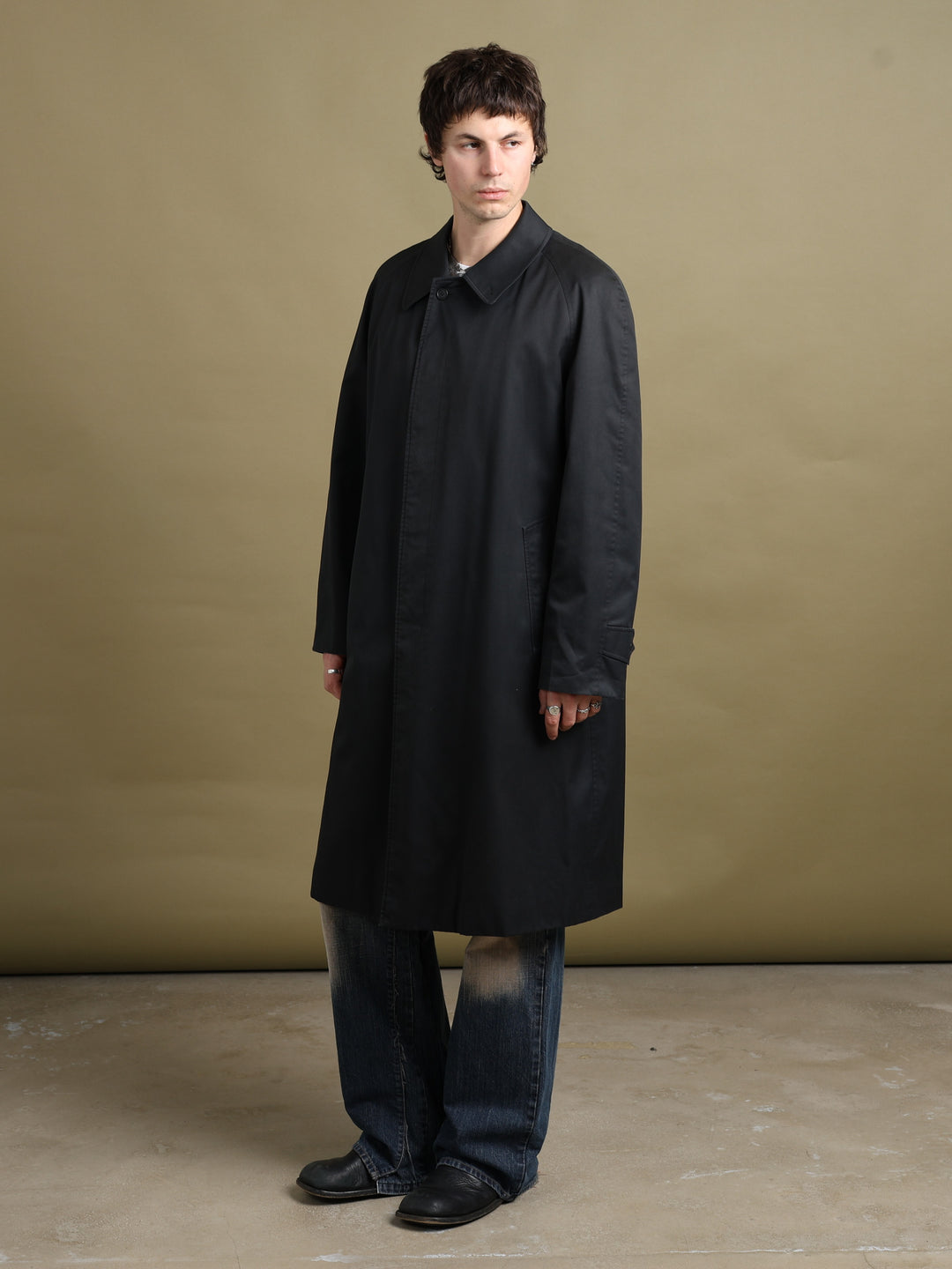 Burberry Trench Coat Black Men's L - styled